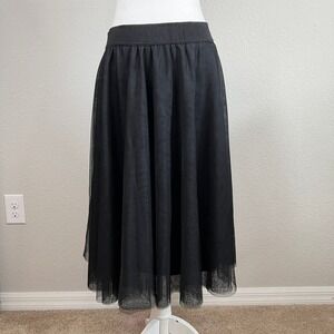 Signature Collection Black Skirt Women's M Midi Tulle Mesh Elastic Waist Formal